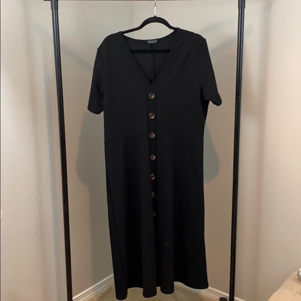 Black Dress w/ Faux Buttons
